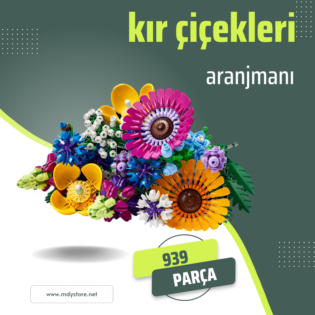 Renkli ve Canlı Bir Dünyaya Adım Atın: 939 Parçalık Kır Çiçekleri Dekoratif Buketi