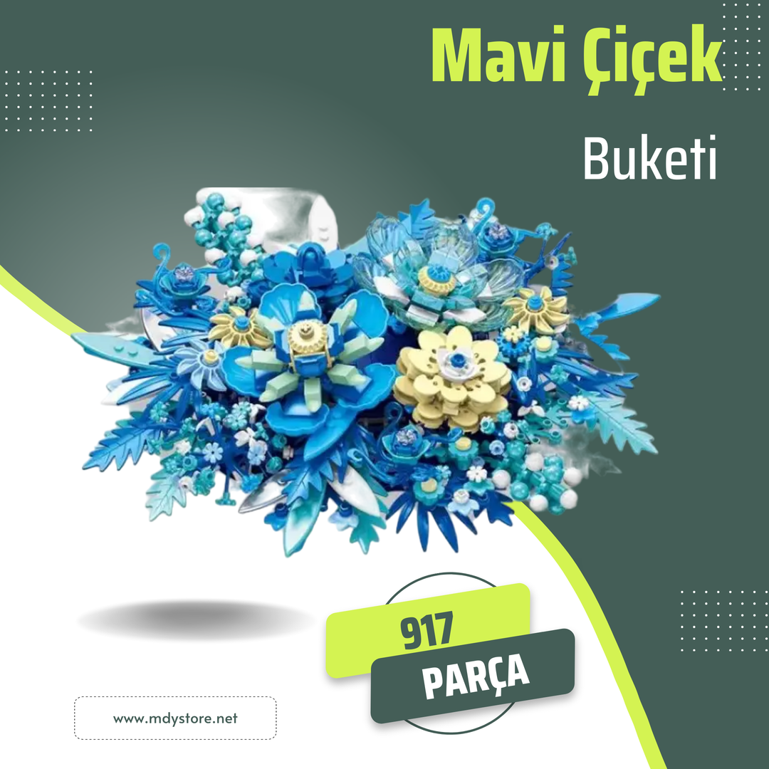 Mavinin Büyüsü: 917 Parçalık Mavi Çiçek Aranjmanı