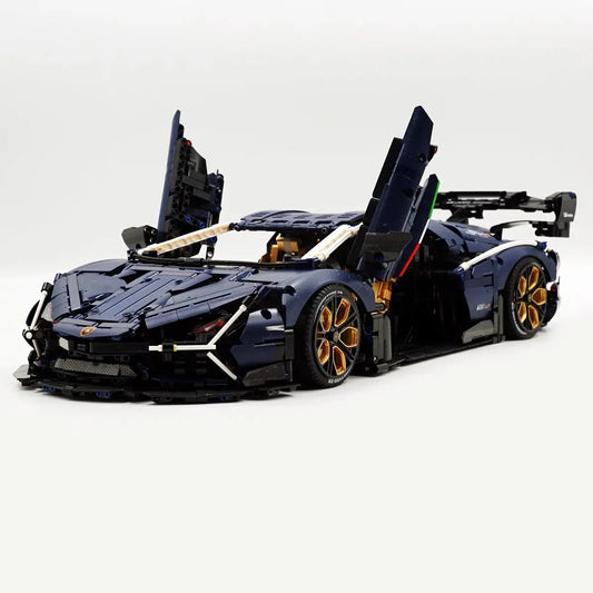 4106 Parça Guly Lamborghini Aventador Model Araba Seti - Yıldızlı Gökyüzü Mavisi, Elektrikli ve Uzaktan Kumandalı 1:8 Ölçekli Spor Araba