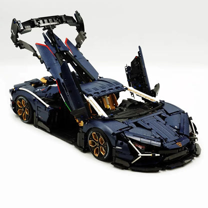 4106 Parça Guly Lamborghini Aventador Model Araba Seti - Yıldızlı Gökyüzü Mavisi, Elektrikli ve Uzaktan Kumandalı 1:8 Ölçekli Spor Araba